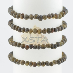 Dark green raw Amber bracelet baroque